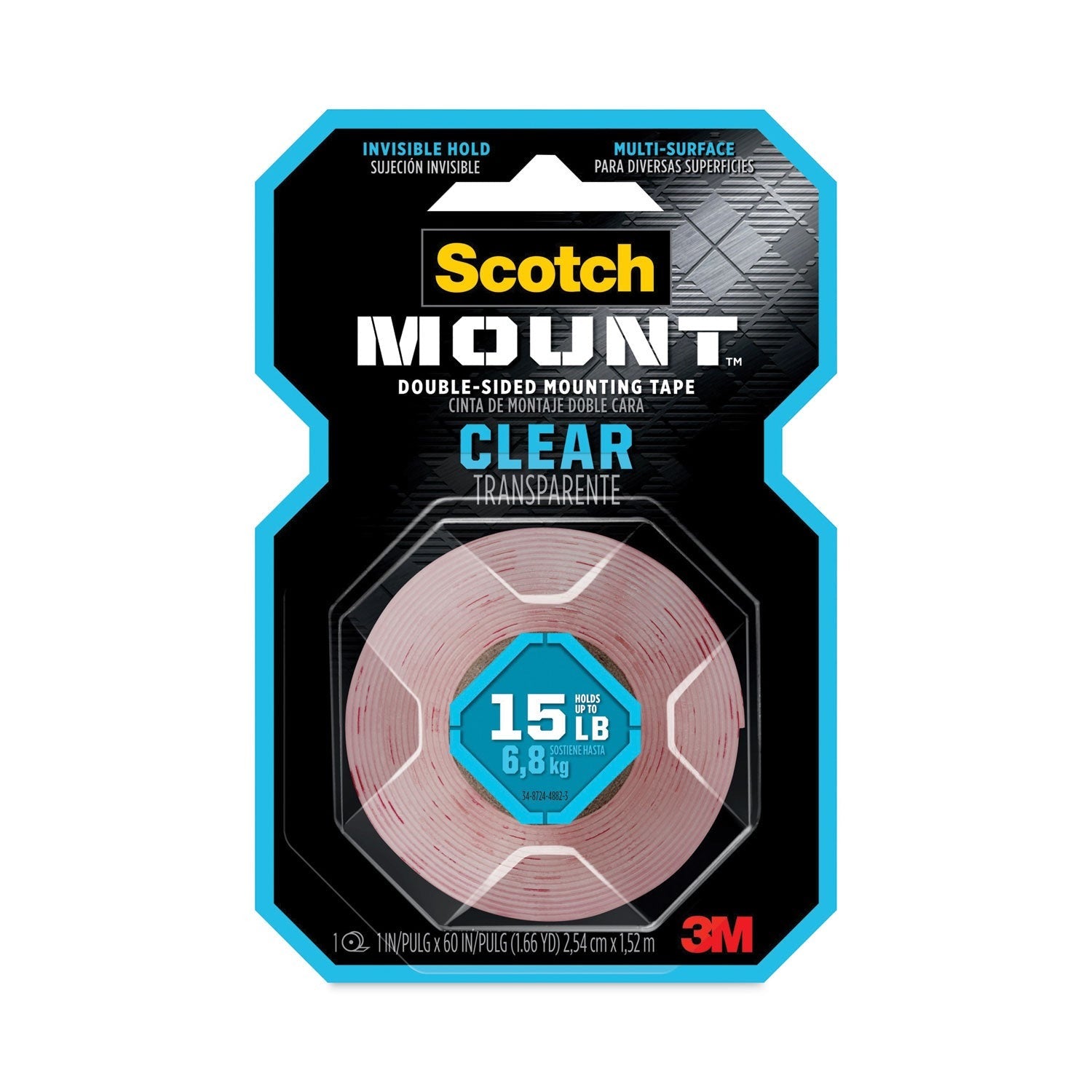 3M 3M MMM410H Scotch-Mount double-sided mounting tape 1 in x 5 ft (1 Roll)