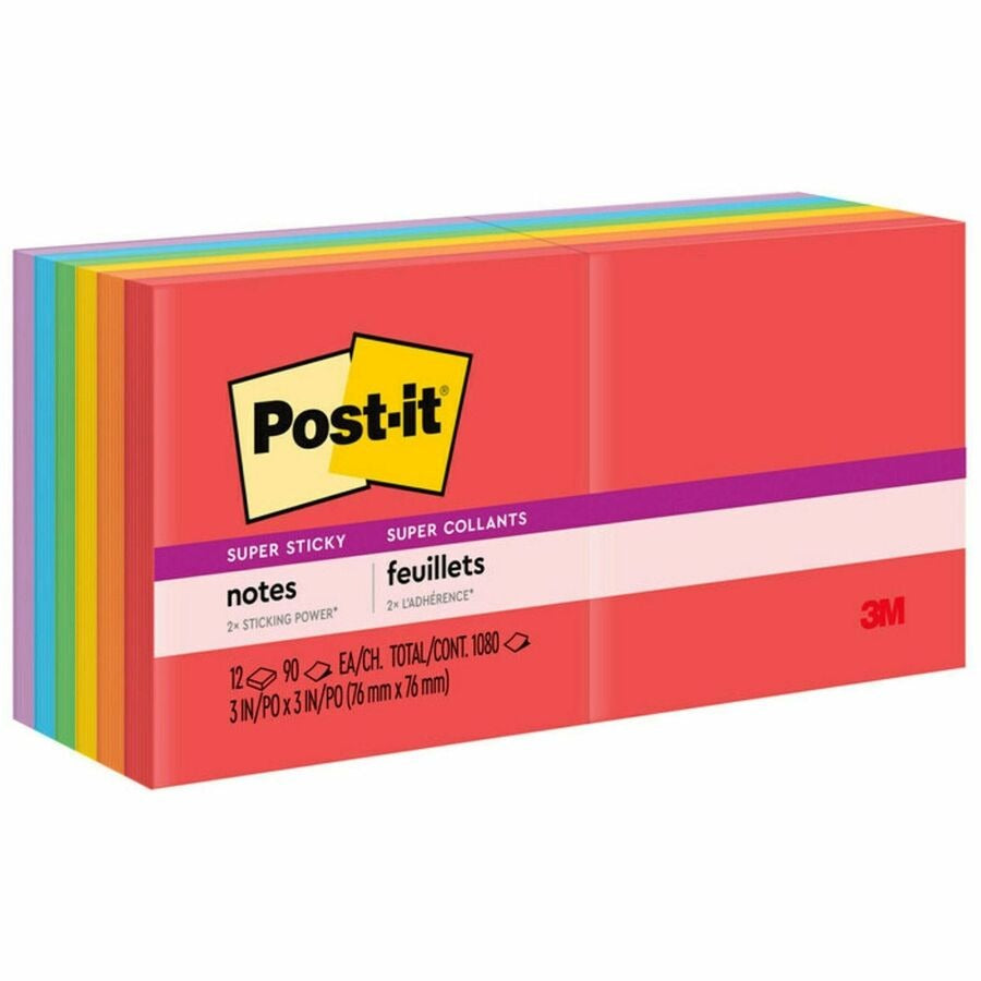 3M 3M MMM65412SSAN Super Sticky Notes (3 x 3 / 12 Pack) 65412SSAN