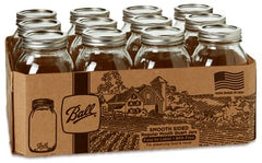 BALL Ball 1440062504 Regular Mouth Mason Jar 1 Quart 12 Pack