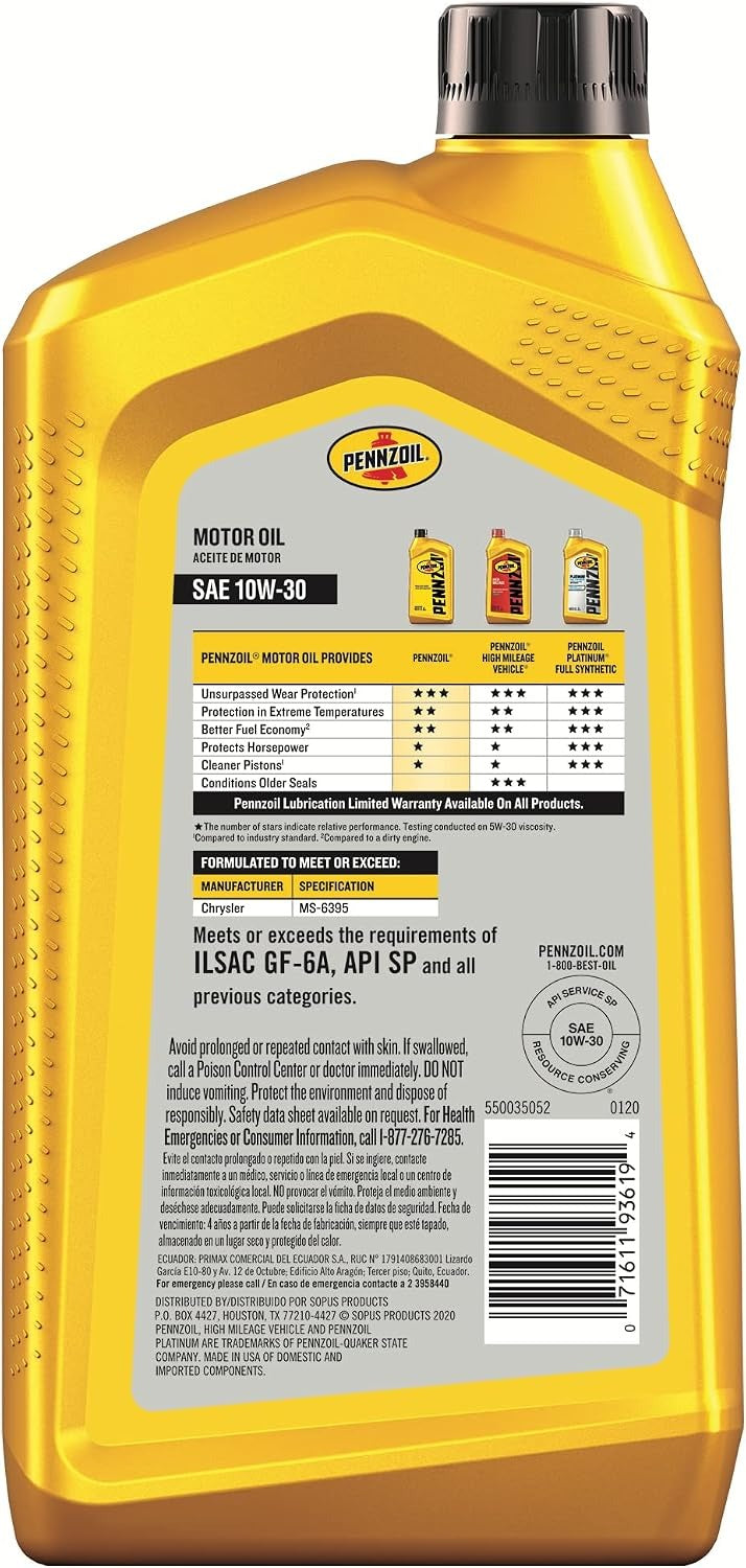 PENNZOIL Pennzoil 550035052 Conventional 10W-30 Motor Oil 1-Quart Single-Pack (550022792)