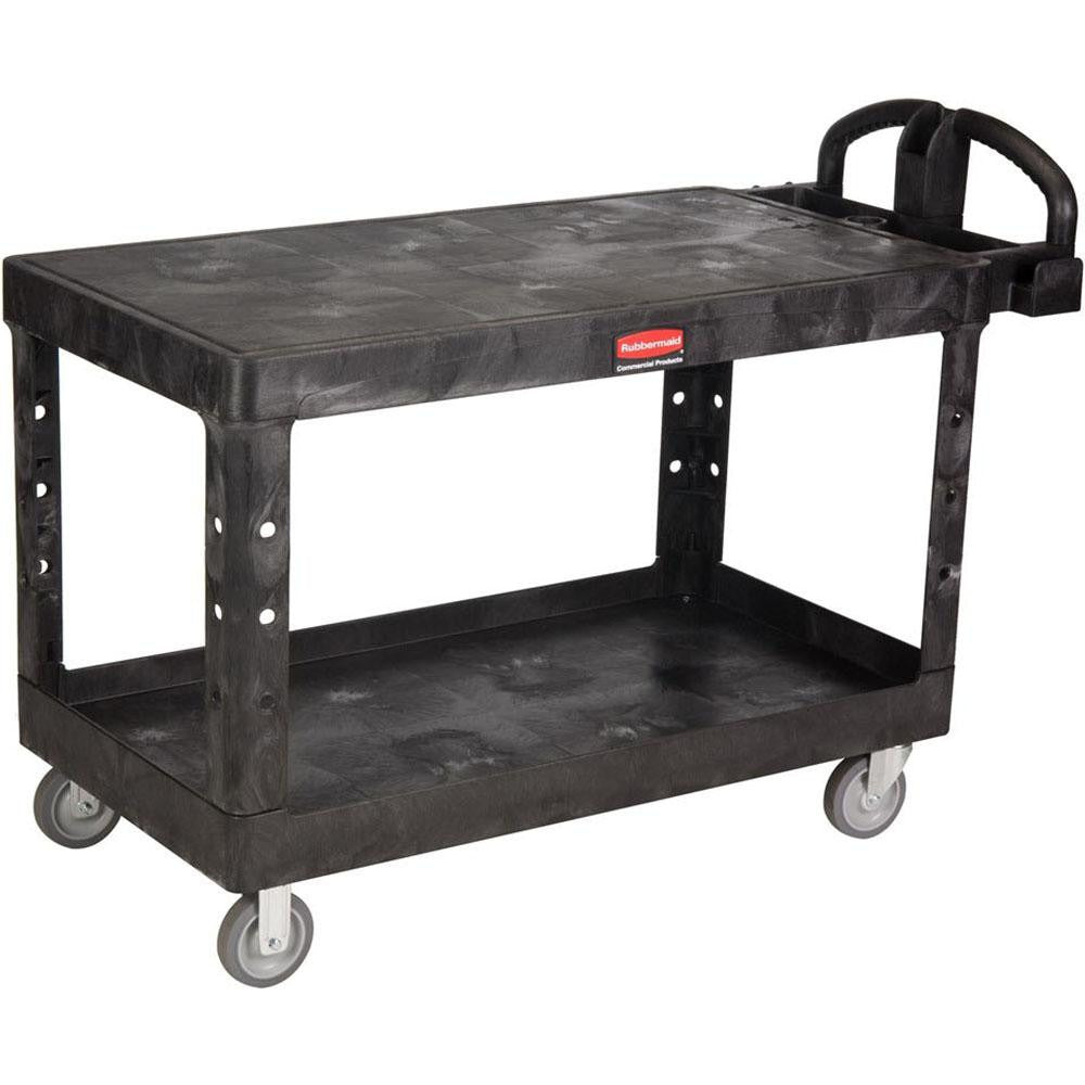 RUBBERMAID Rubbermaid FG454500BLA Utility Cart Plastic Black 2-shelf