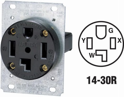 LEVITON Leviton Mfg Co R10-00278-S00 Flush Dryer Outlet Nema 14-30R