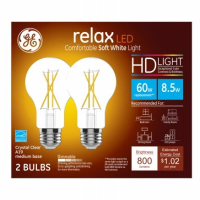 GE G E Lighting 93129016 Led A19 Bulb 8.5W 2700K Dimmable 2 Pack