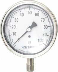 ASHCROFT Ashcroft 94338 Pressure Gauge 100 Psi 3.5 in Dial Npt Lower Mount
