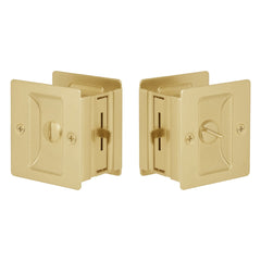 EMTEK Emtek EEPDSQU65SB Square Pocket Door Lock Satin Brass
