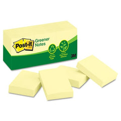 3M 3M MMM653RPYW Post-it Greener Notes 1-1/2 x 2 inches (12 pack)