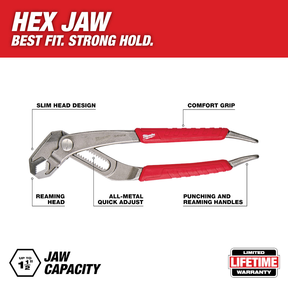 MILWAUKEE Milwaukee Elec Tool 48-22-6208 Hex Jaw Pliers 8 Inches