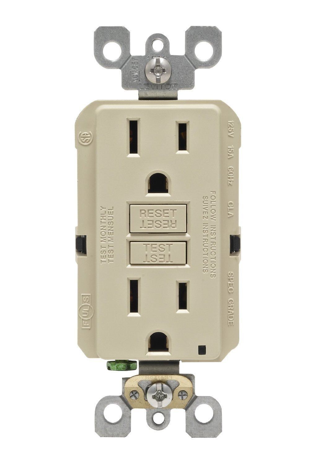 LEVITON Leviton GFNT1-3I Self-Test SmartlockPro Slim GFCI Receptacle 15 Amp (3-Pack) GFNT1-3I