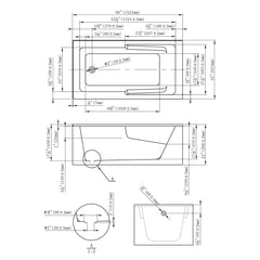 DAKOTA Dakota Plumbing Products UST-ALRC05SW Alcove Bathtub