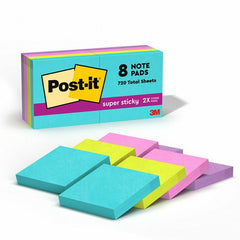3M 3M MMM6228SSMIA Super Sticky Notes Supernova Neons 2 x 2 (720 sheets / 8 pads)