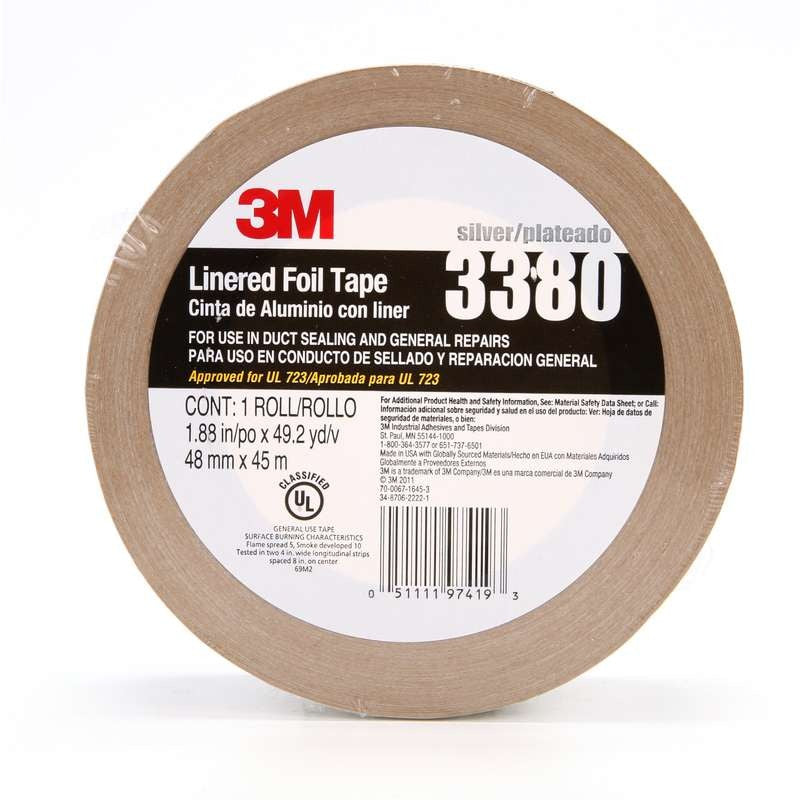 3M 3M 7000049613 Aluminum Foil Tape 3380 3.25 mil (48 mm x 45 m, 24 rolls per case)