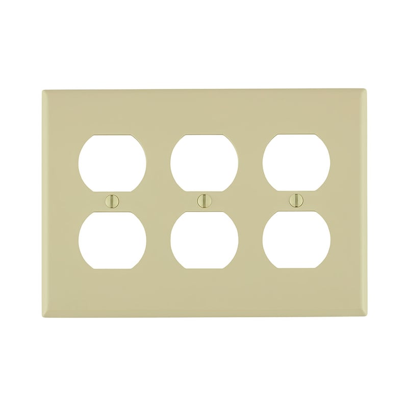 LEVITON Leviton 80730-I Standard Size Traditional Wallplate 3 Gangs Ivory
