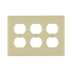 LEVITON Leviton 80730-I Standard Size Traditional Wallplate 3 Gangs Ivory