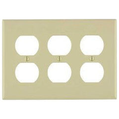 LEVITON Leviton 80730-I Standard Size Traditional Wallplate 3 Gangs Ivory