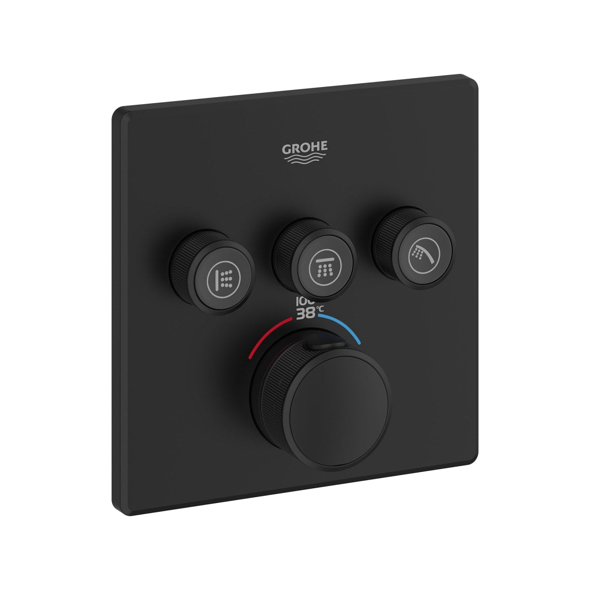GROHE Grohe 291422430 Triple Function Thermostatic Valve Trim in Matte Black