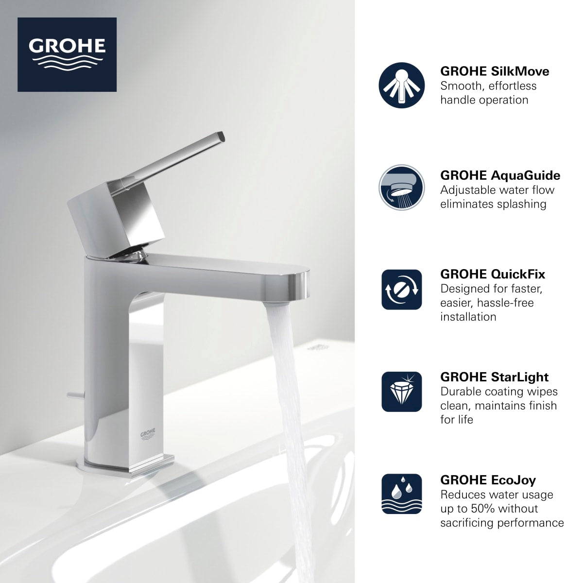 GROHE GROHE 33170EN3 Plus Single Handle Monoblock Bathroom Sink Faucet in Brushed Nickel