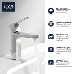 GROHE GROHE 33170EN3 Plus Single Handle Monoblock Bathroom Sink Faucet in Brushed Nickel