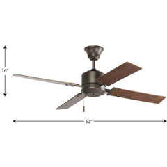 PROGRESS LIGHTING Progress Lighting P2531-20 North Park 52 in. 4 Blade Fan Antique Bronze