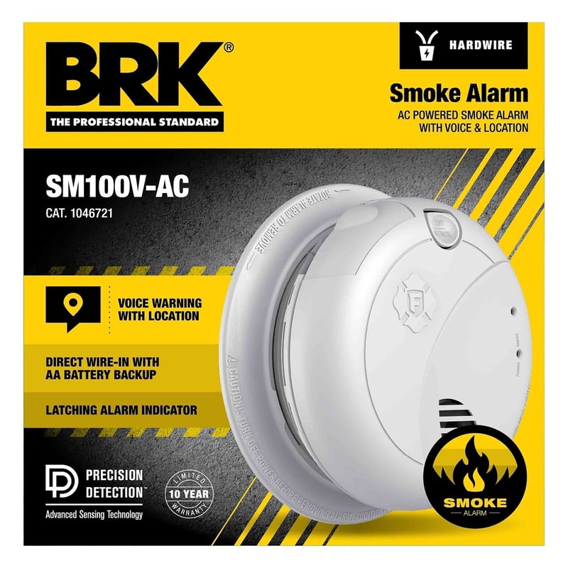 BRK BRK 1046721 SM100V-AC Interconnect Hardwire Smoke Alarm With Battery Backup