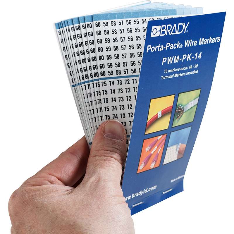 BRADY Brady PWM-PK-14 Porta-Pack Wire Marker Book 1-1/2 in L x 0.2 in W Legend 46 to 90