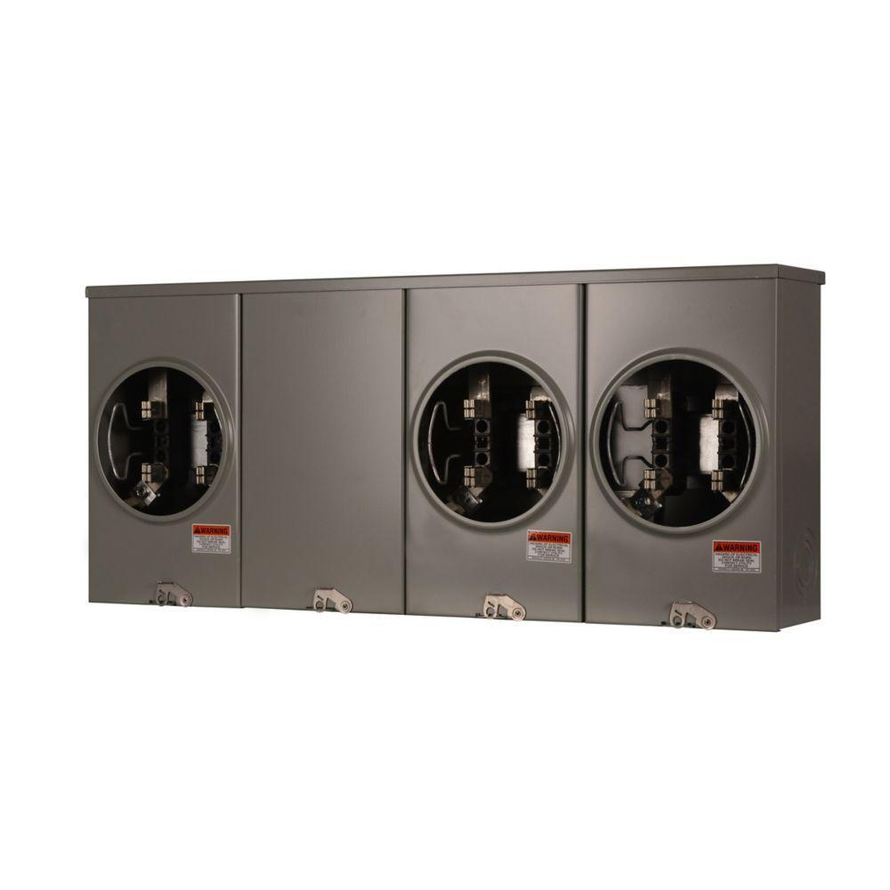 EATON Eaton 1008952CH 100 Amp, 3 Gang, Meter Socket, OH, UG, Center Small Hub Opening