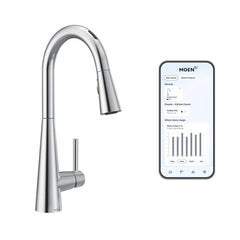MOEN Moen 7864EVC Sleek Single Handle Pull Down Touchless Kitchen Faucet with Voice Activation in Chrome