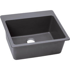 ELKAY Elkay ELG2522GS0 Quartz Classic 25 x 22 in. No Hole Composite Single Bowl Drop-in Kitchen Sink in Greystone