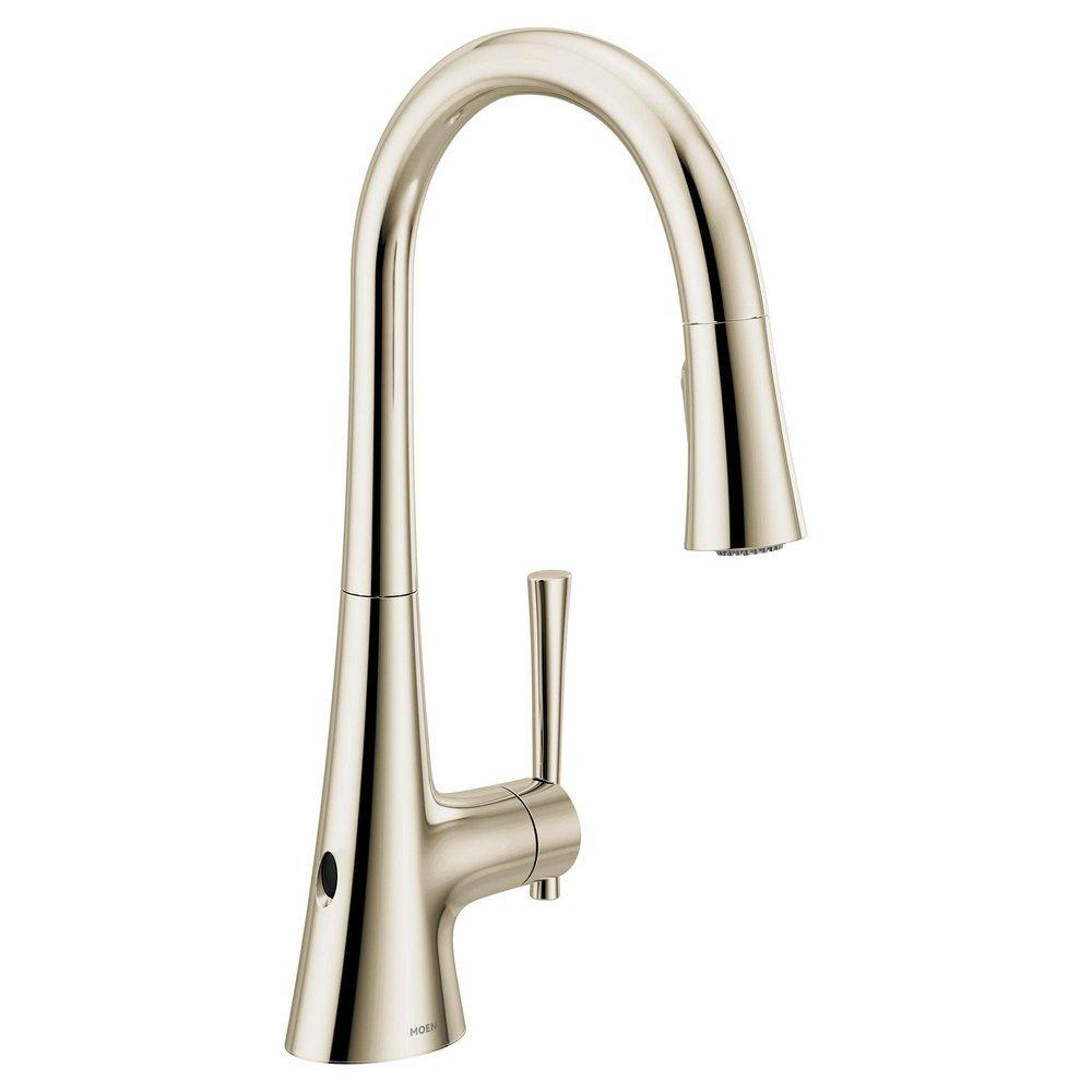 MOEN Moen 9126EWNL Kurv Touchless 1-Handle Pull-Down Sprayer Kitchen Faucet in Polished Nickel