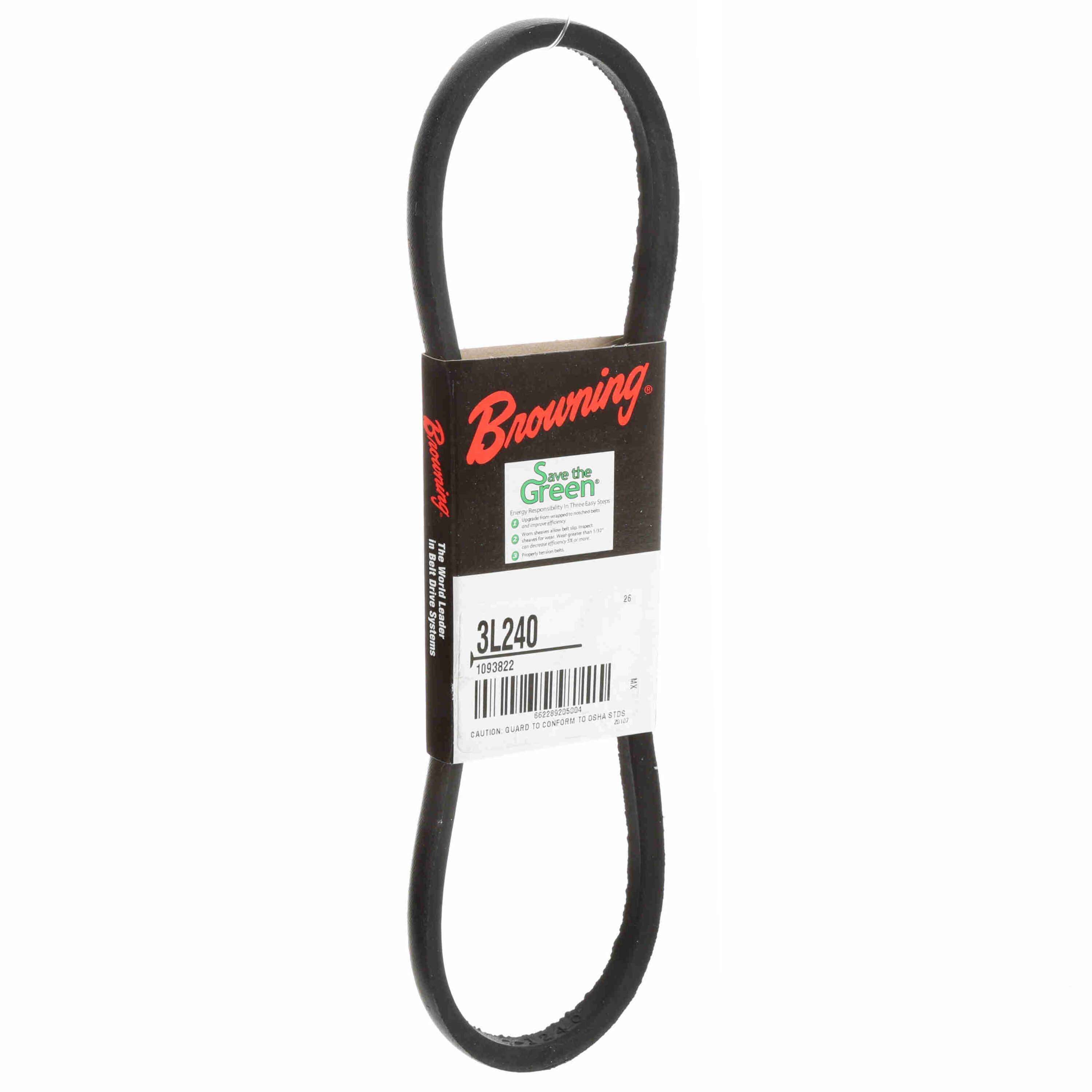 BROWNING Browning 3L240 3L240 V-Belts - L Section, 1 Band, 24.0000 in Outside Length, Smooth, Wrapped Construction