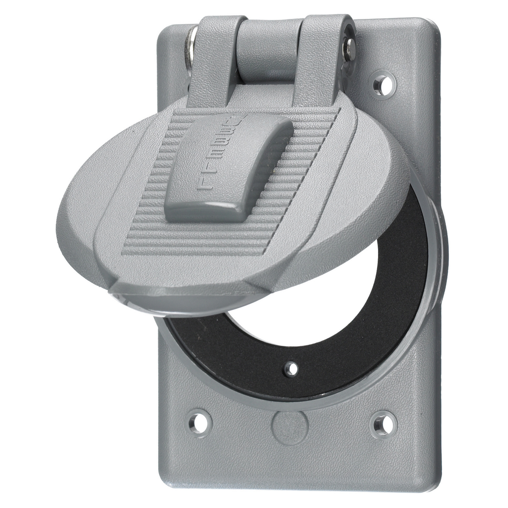 HUBBELL WIRING Hubbell Wiring Device-Kellems WP1 1-Gang Weatherproof Cover for Flanged Inlets & Flanged Receptacles, 15 & 20A, 2-pole 2-wire & 2-pole 3-wire INSULGRIP