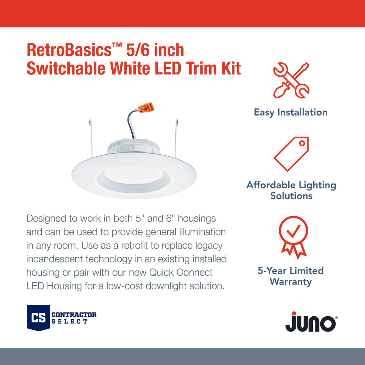 JUNO Juno Lighting RB56SWW5MWM6 RetroBasics Do 7.2 W (5/6 Inch) Replacement MPN
