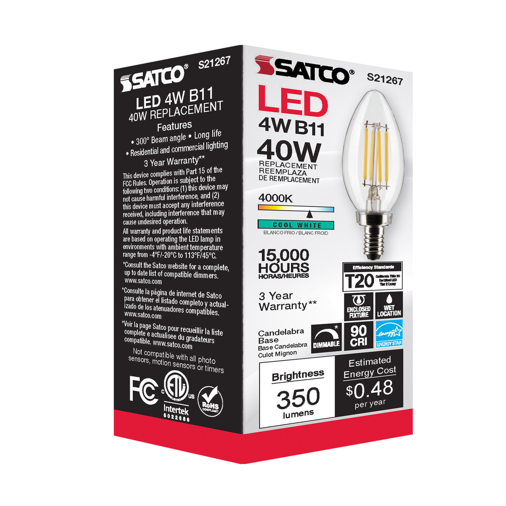 SATCO-NUVO Satco S21267 4B11/LED/940/CL/120V/E
