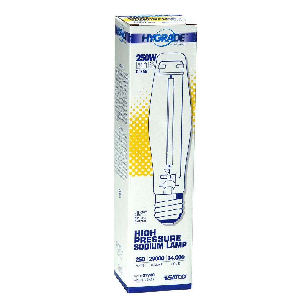 SATCO-NUVO Satco S1940 High Pressure Sodium HID 250 Watt Mogul Base ET18 Clear