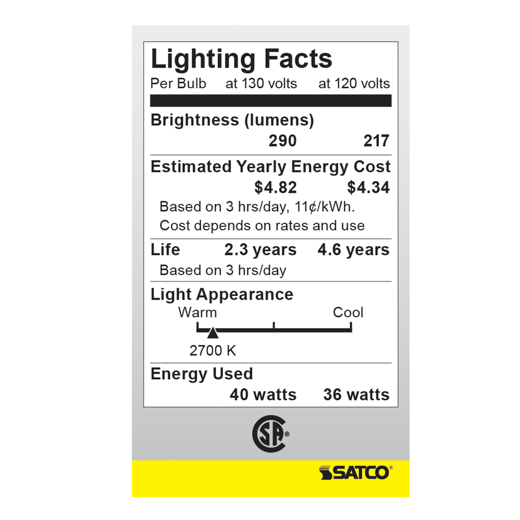 SATCO-NUVO Satco S3811 40 Watt A15 Incandescent Lamp Medium Base