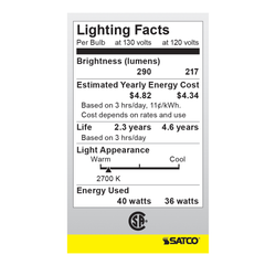 SATCO-NUVO Satco S3811 40 Watt A15 Incandescent Lamp Medium Base