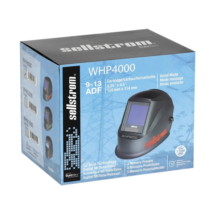 SUREWERX sellstrom S26400 Premium Lightweight Welding Helmet with Extra Large Blue Lens Technology Variable ADF