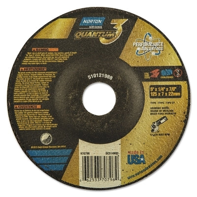 NORTON Norton 66253370796 Quantum3 SG Type 27 Grinding Wheel 5 in Diameter 20 Grit