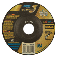 NORTON Norton 66253370794 Quantum3 Ceramic Alumina 4-1/2 in Dia 20 Grit Resin Bonded Wheel
