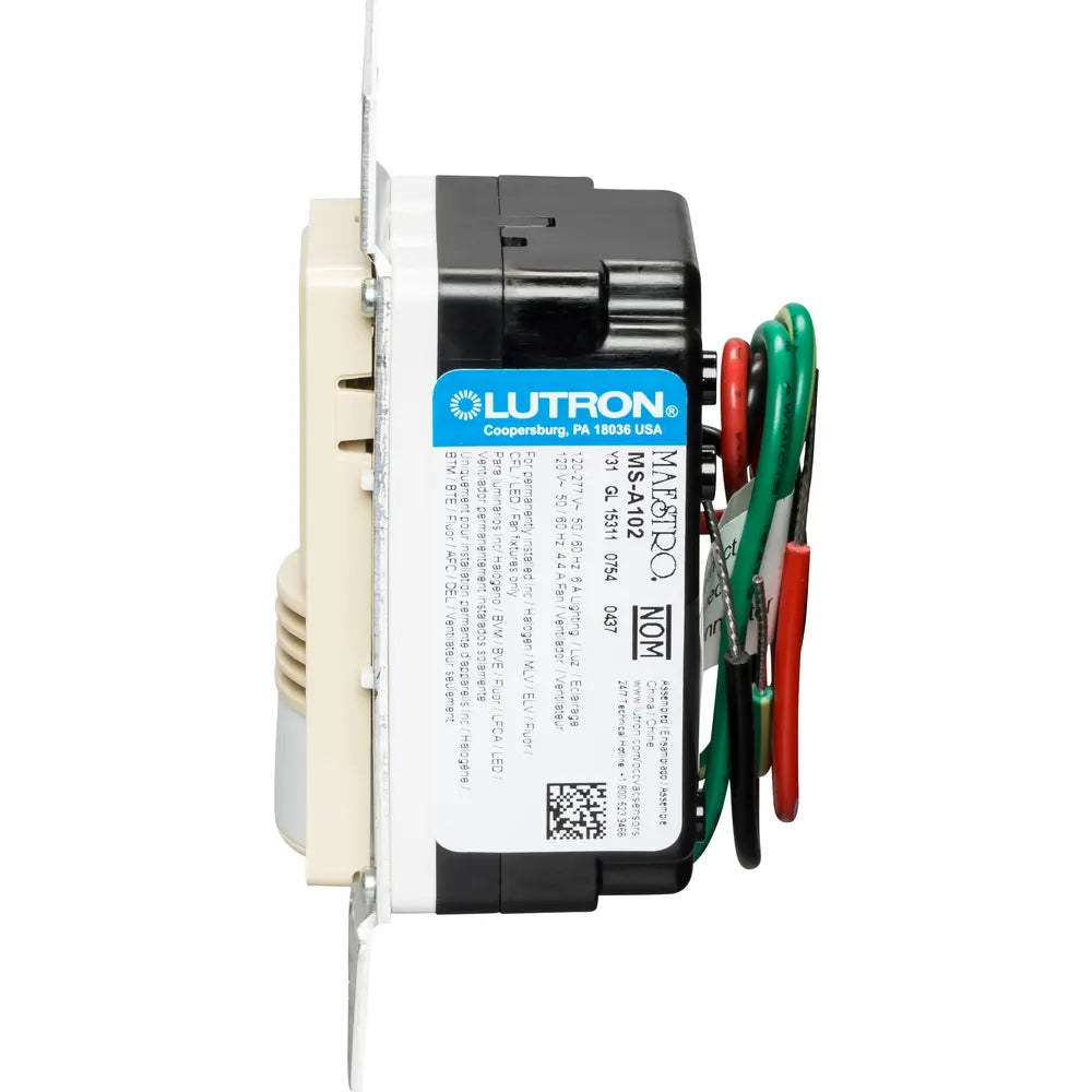 LUTRON Lutron MS-A102-IV Maestro Dual Technology Occupancy Sensor Switch, Ivory