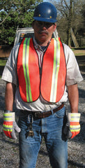 MCR SAFETY MCR Safety V201R Mesh Safety Vest, One Size Fits Most, Polyester, Fluorescent Orange, Hook and Loop Closure