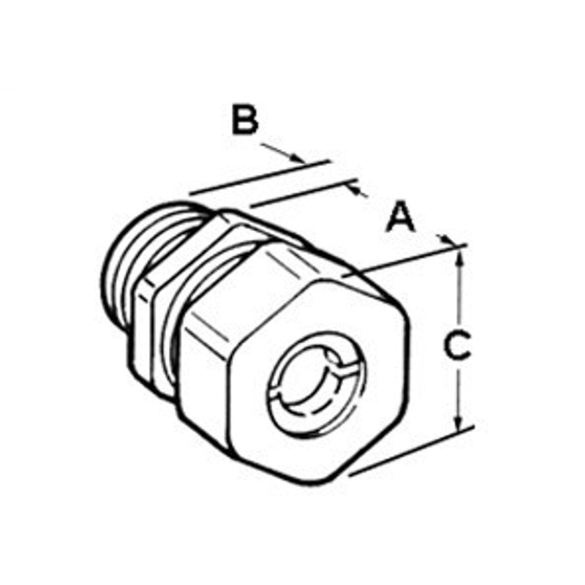 BRIDGEPORT Bridgeport 771-42 Connector, Cord Grip, Straight, Zinc Die Cast, Size K.O. 3/4 Inch, Cord Range .375 Inch - .500 Inch