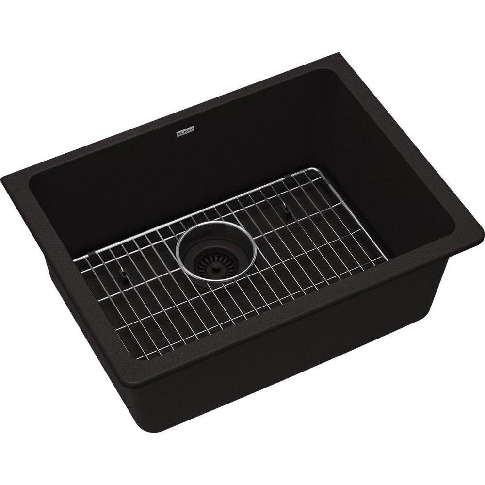 ELKAY Elkay ELGU2522BK0C Quartz Classic 24-5/8 x 18-1/2 x 9-1/2 Single Bowl Undermount Sink Kit Black