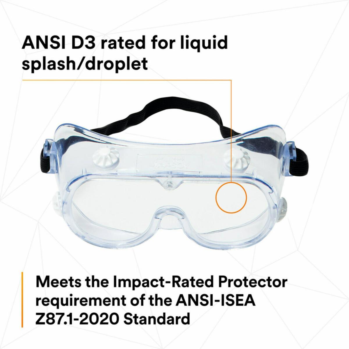 3M 3M 7000052836 splash safety goggles, uncoated clear polycarbonate lens
