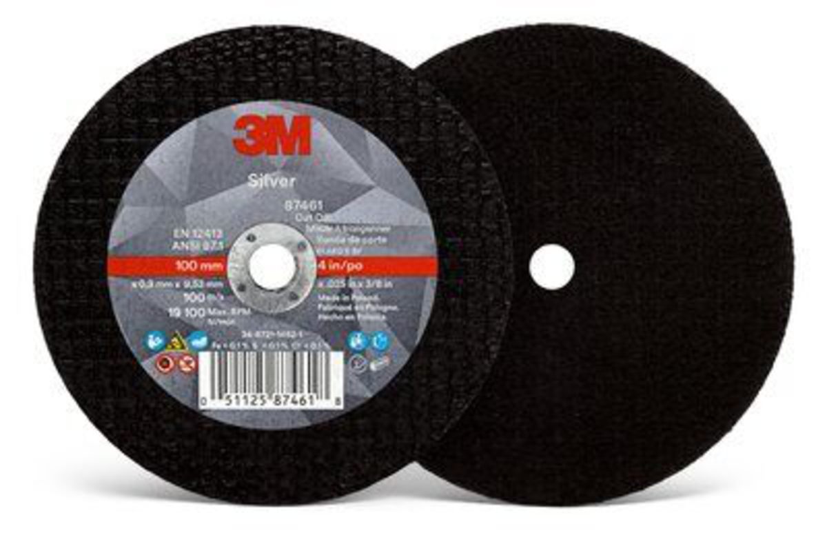 3M 3M 7100139214 Type 1 Abrasive Cut-Off Wheel, 4 in x 0.035 in x 3/8 in, 25 per inner 50 per case