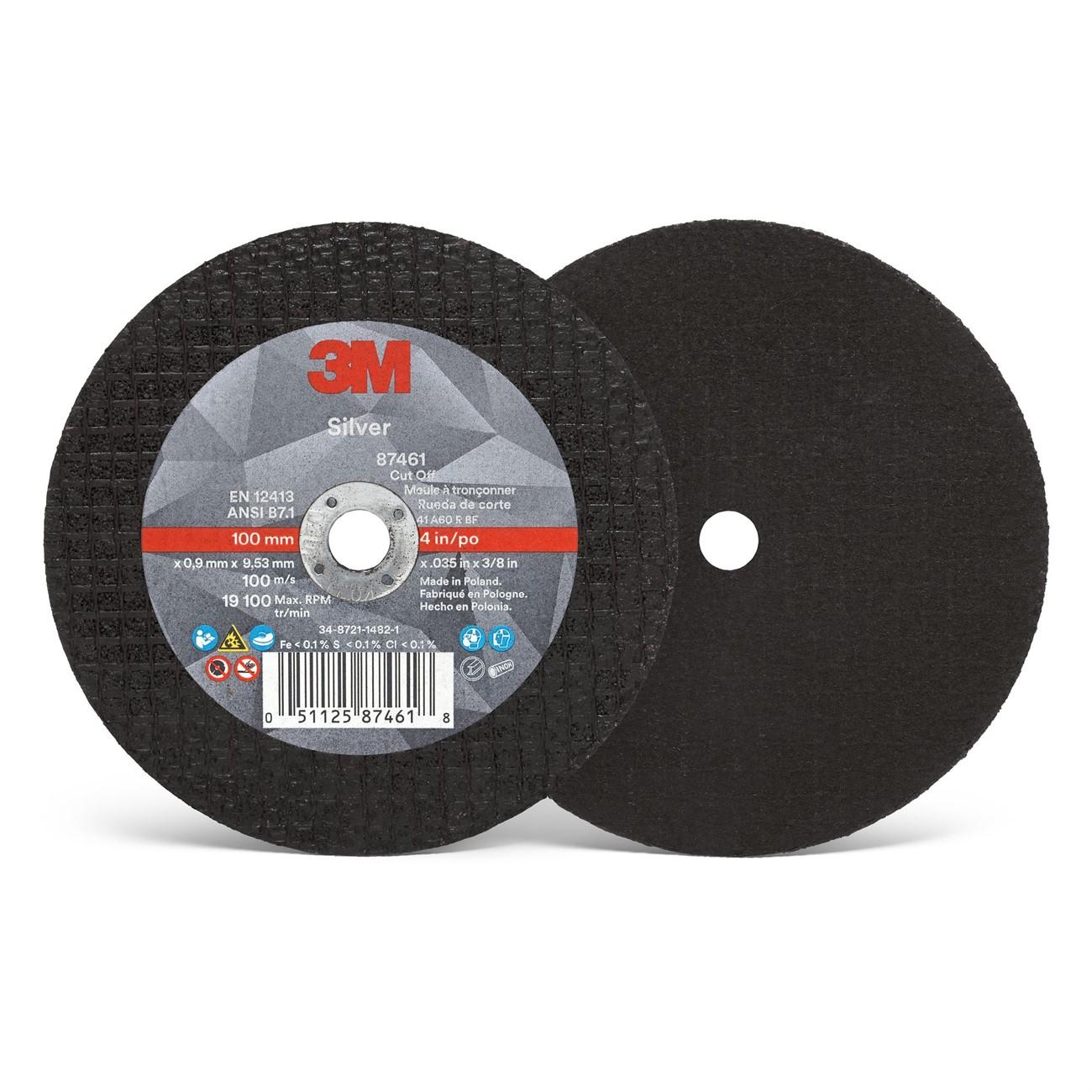 3M 3M 7100139214 Type 1 Abrasive Cut-Off Wheel, 4 in x 0.035 in x 3/8 in, 25 per inner 50 per case