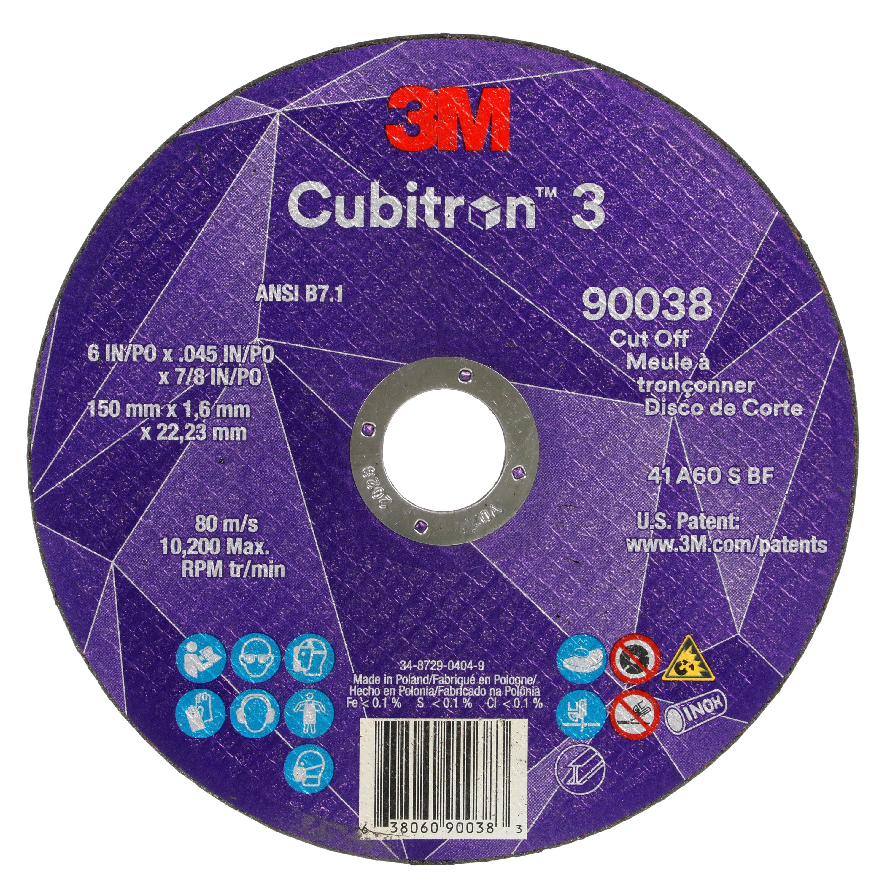 3M 3M 7100313190 Cubitron 3 Cut-Off Wheel 6 x 0.045 x 7/8