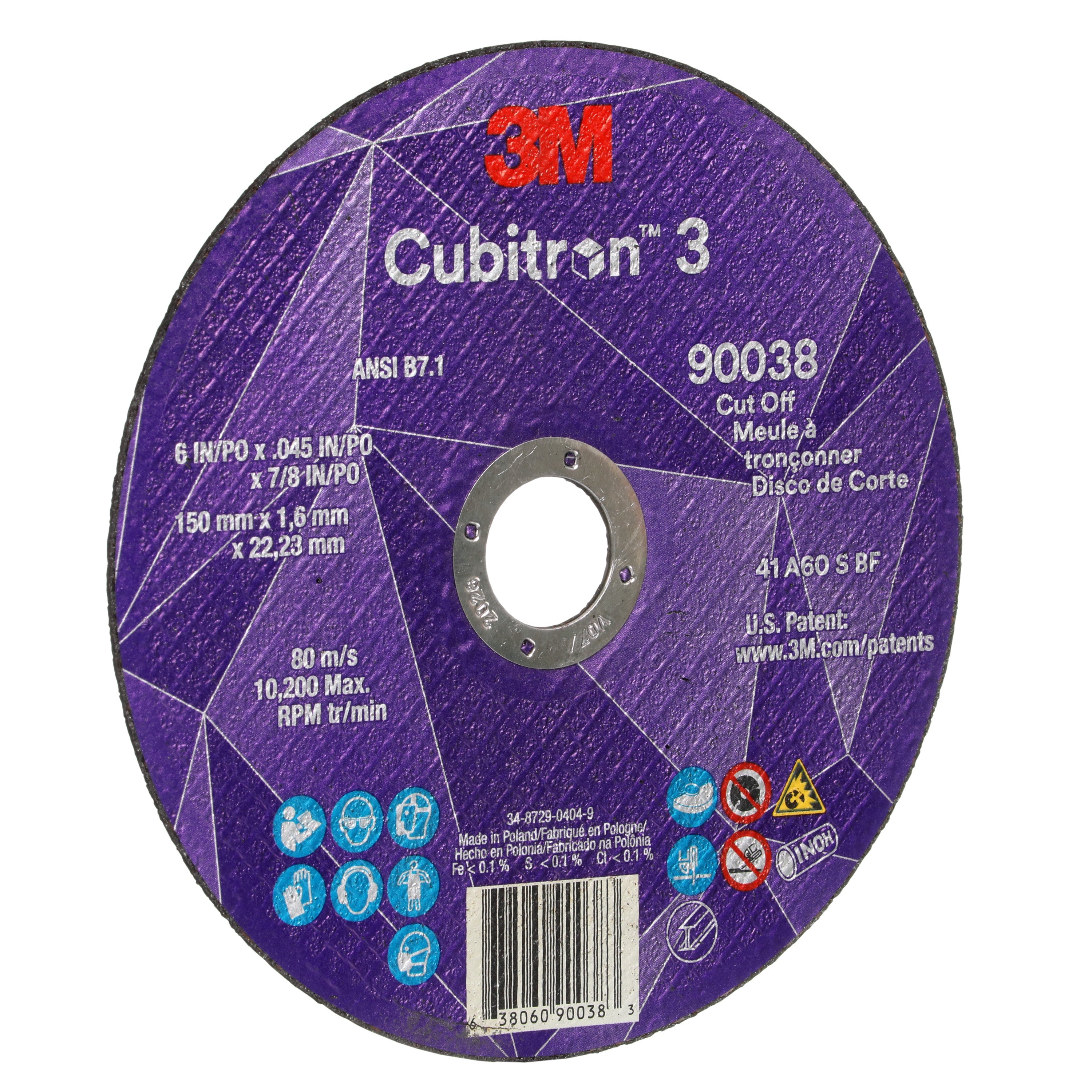 3M 3M 7100313190 Cubitron 3 Cut-Off Wheel 6 x 0.045 x 7/8