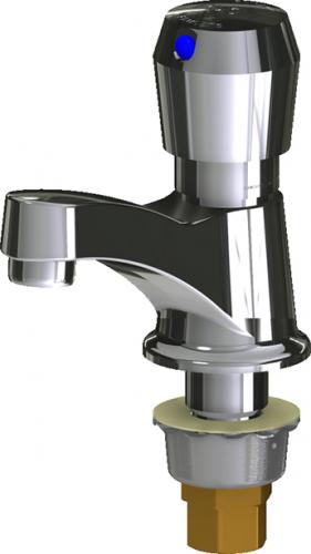 CHICAGO FAUCETS Chicago Faucets 333-665PSHABCP MVP Single Handle Monoblock Metering Bathroom Sink Faucet in Polished Chrome
