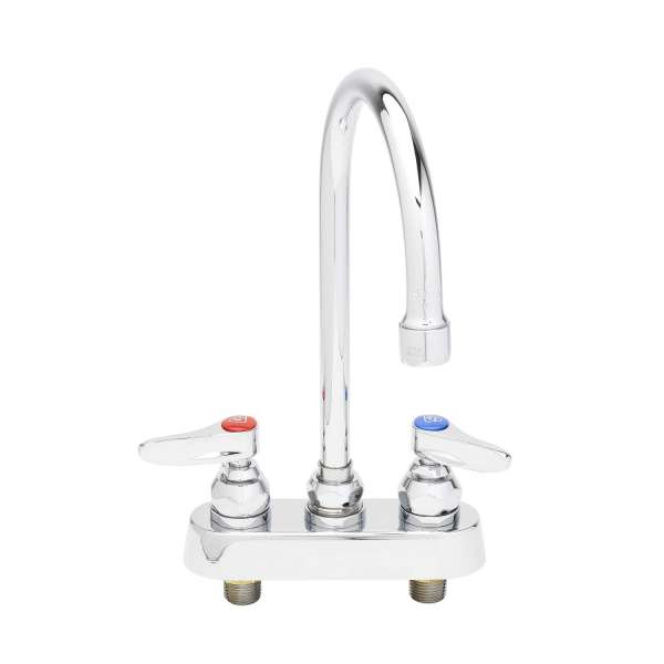 T&S BRASS T&S Brass B-1141 Workboard Faucet, Deck Mount, 4 Centers, 133X Swivel Gooseneck, Lever Handles