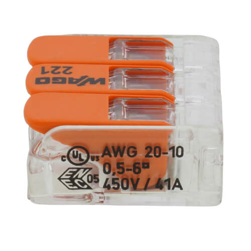 WAGO WAGO 221-613/K194-4045 COMPACT SPLICING CONNECTORS 3-COND CONNECTOR W/ LEVERS BOX OF 30